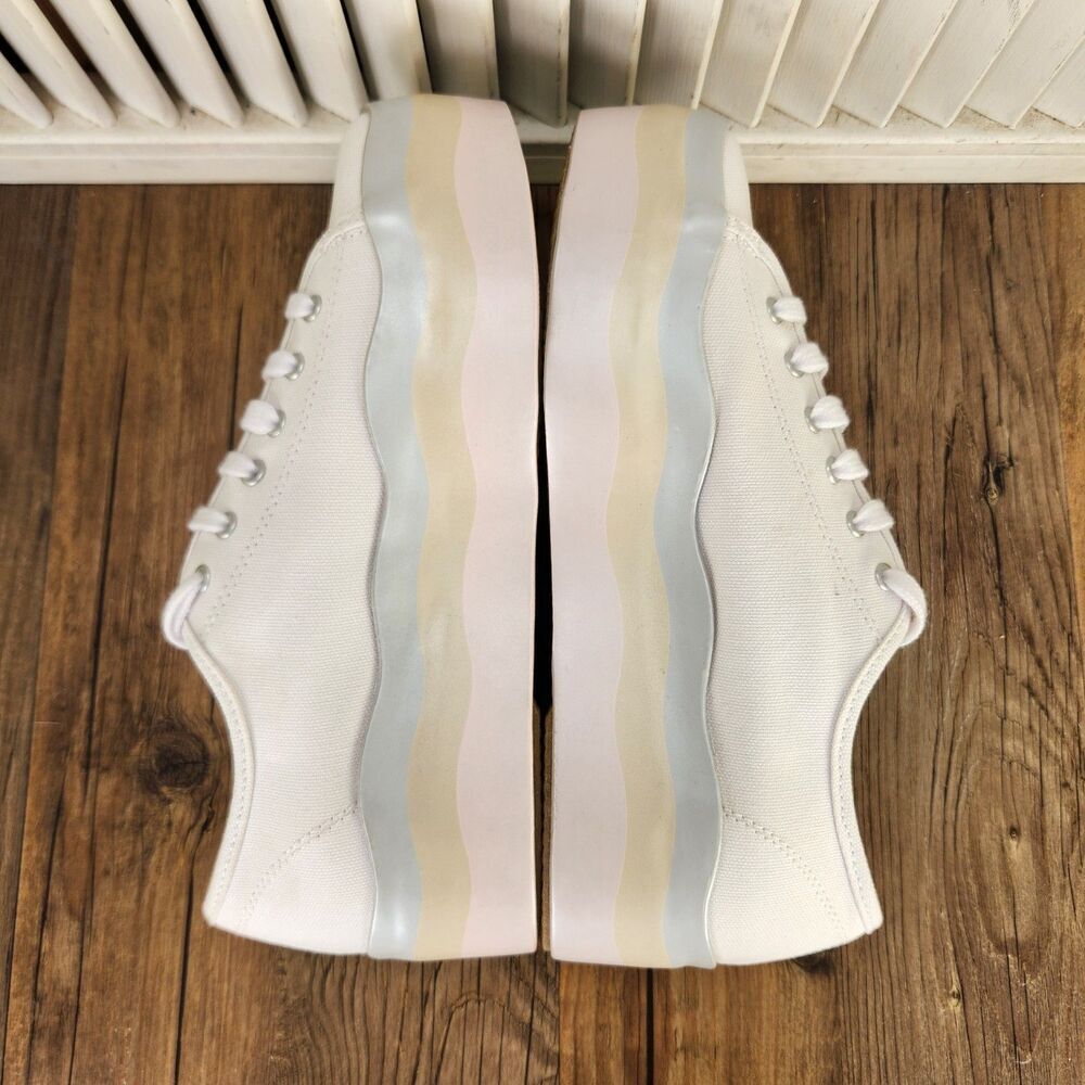 Keds Triple Up Canvas Wave Platform Shoes Womens Sz 7 M White Pastel Low WF66008 - Picture 7 of 11